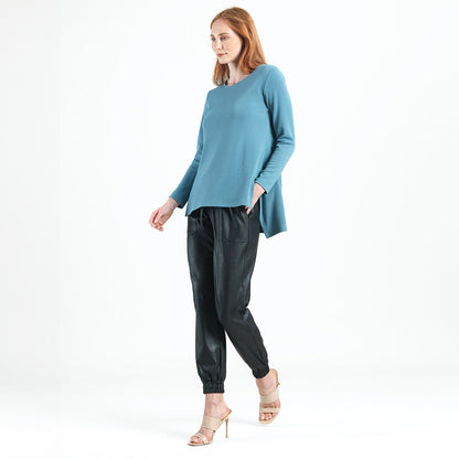 French Terry-Like Knit - Parachute Hem Sweater Tunic - Powder Blue - Final Sale! | Clara Sunwoo Premium
