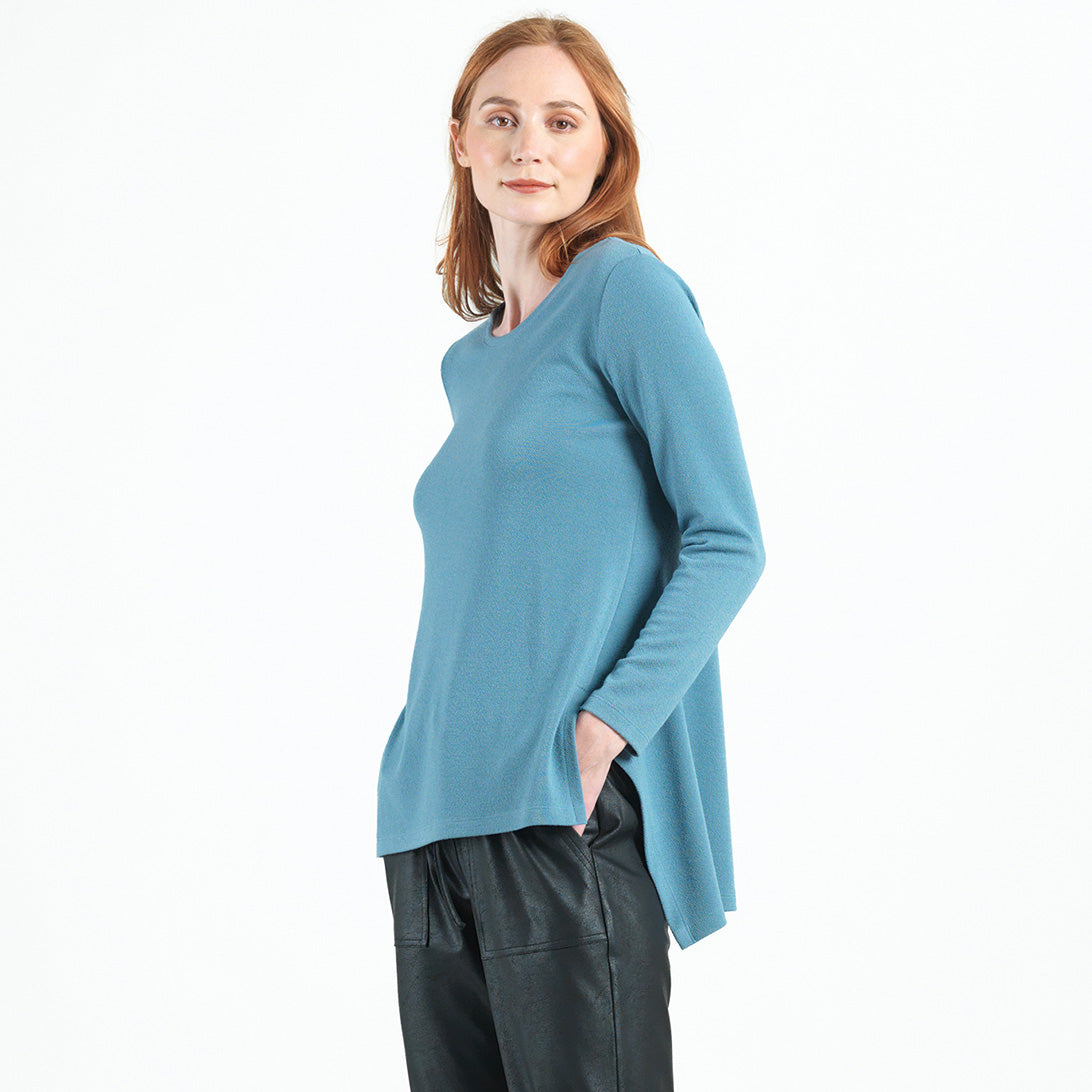 French Terry-Like Knit - Parachute Hem Sweater Tunic - Powder Blue - Final Sale! | Clara Sunwoo Premium