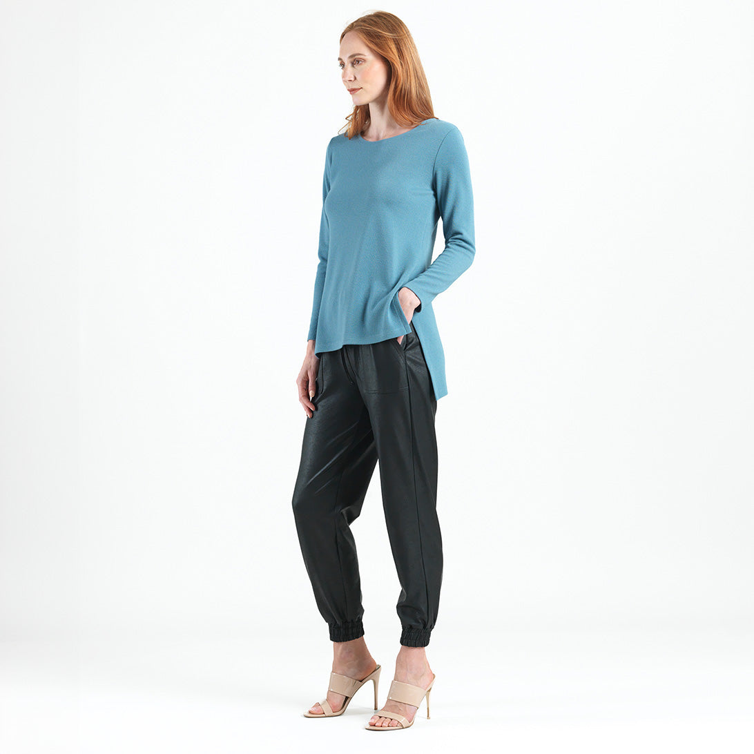 French Terry-Like Knit - Parachute Hem Sweater Tunic - Powder Blue - Final Sale! | Clara Sunwoo Premium