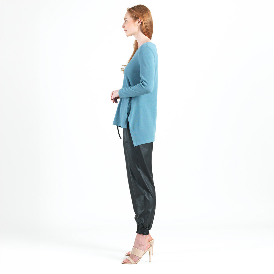 French Terry-Like Knit - Parachute Hem Sweater Tunic - Powder Blue - Final Sale! | Clara Sunwoo Premium
