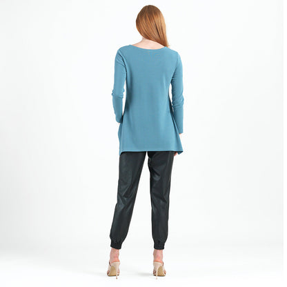 French Terry-Like Knit - Parachute Hem Sweater Tunic - Powder Blue - Final Sale! | Clara Sunwoo Premium