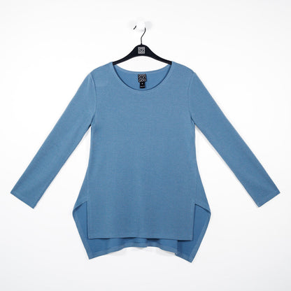 French Terry-Like Knit - Parachute Hem Sweater Tunic - Powder Blue - Final Sale! | Clara Sunwoo Premium