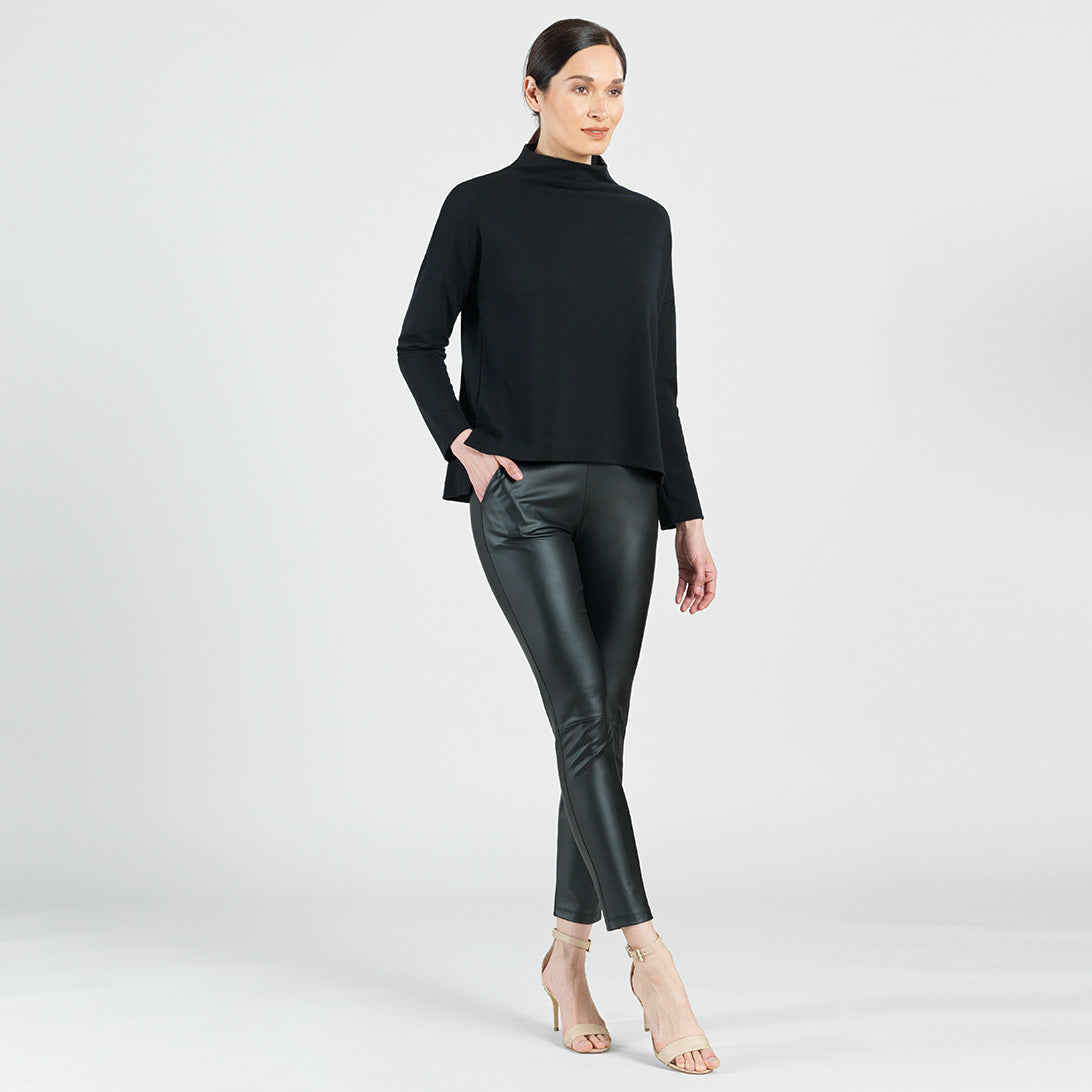 French Terry-Like Knit - Funnel Neck Sweater Top - Black - Final Sale! | Clara Sunwoo New