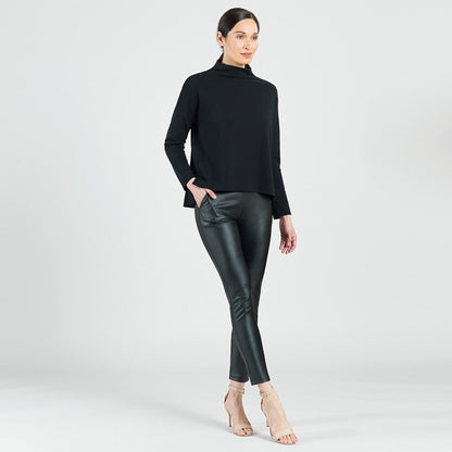 French Terry-Like Knit - Funnel Neck Sweater Top - Black - Final Sale! | Clara Sunwoo New