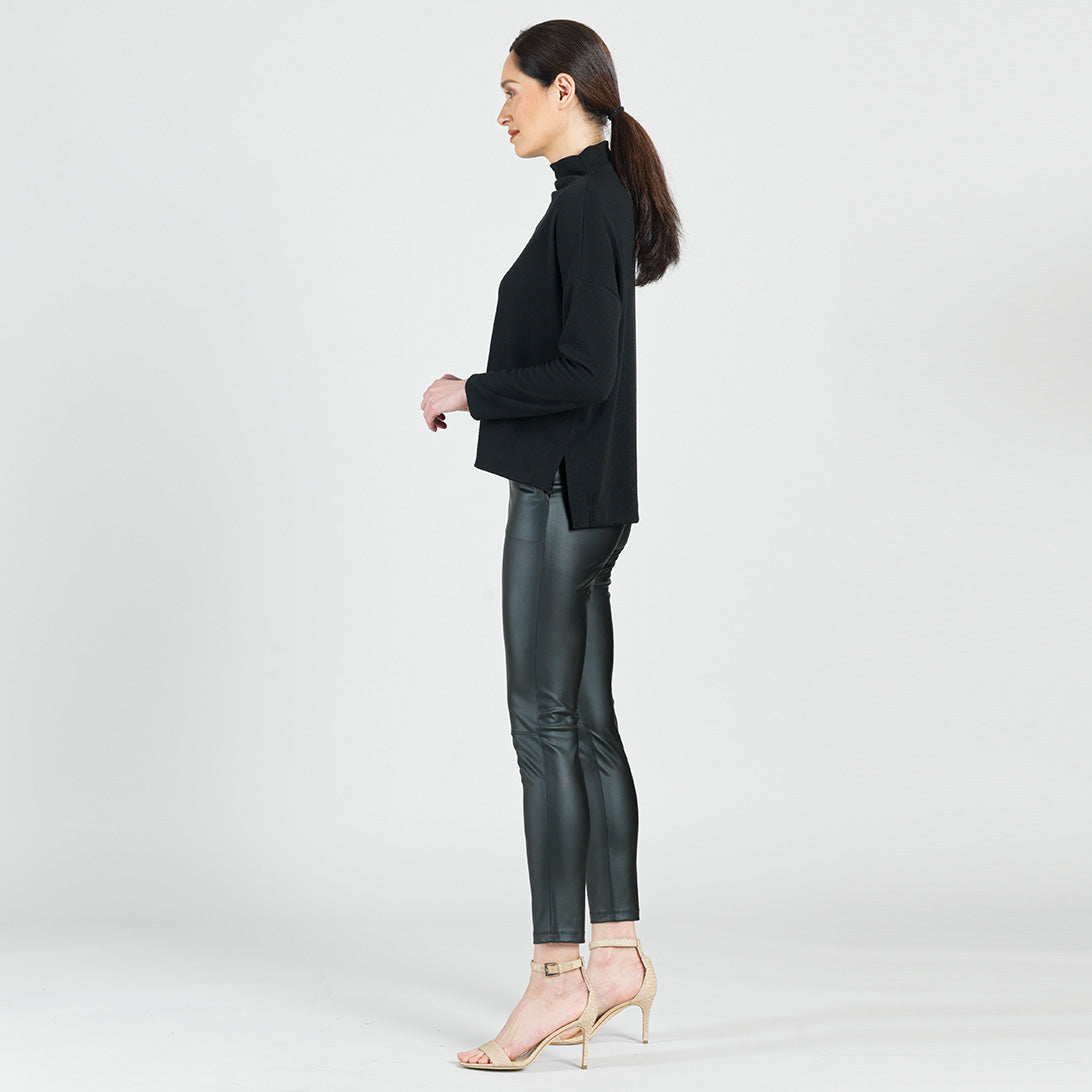 French Terry-Like Knit - Funnel Neck Sweater Top - Black - Final Sale! | Clara Sunwoo New