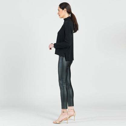 French Terry-Like Knit - Funnel Neck Sweater Top - Black - Final Sale! | Clara Sunwoo New