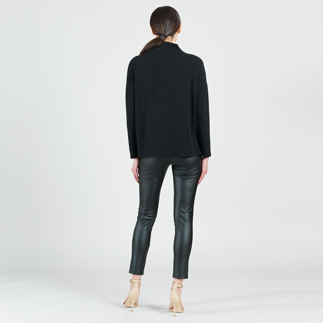 French Terry-Like Knit - Funnel Neck Sweater Top - Black - Final Sale! | Clara Sunwoo New