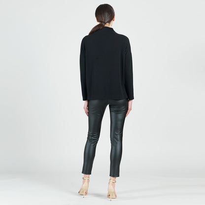 French Terry-Like Knit - Funnel Neck Sweater Top - Black - Final Sale! | Clara Sunwoo New