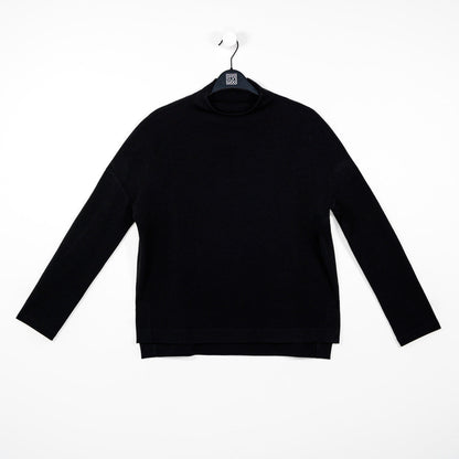 French Terry-Like Knit - Funnel Neck Sweater Top - Black - Final Sale! | Clara Sunwoo New