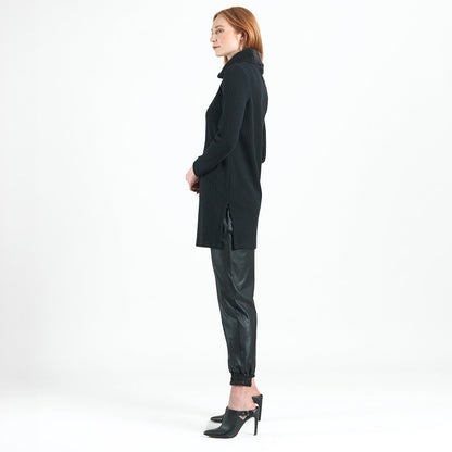 Chunky Ribbed - Cowl Turtleneck Sweater Tunic - Black - Final Sale! | Clara Sunwoo Essential