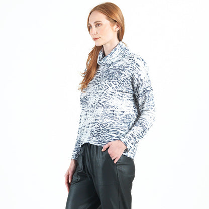 Cozy Shimmer - Tipped Hem Sweater - Snow Leopard - Final Sale! | Clara Sunwoo Quality