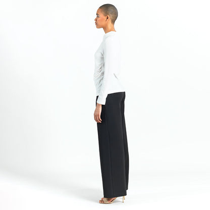 Ultra Cozy - Draped Neck Side Ruched Sweater Top - Ivory - Final Sale! | Clara Sunwoo Discount