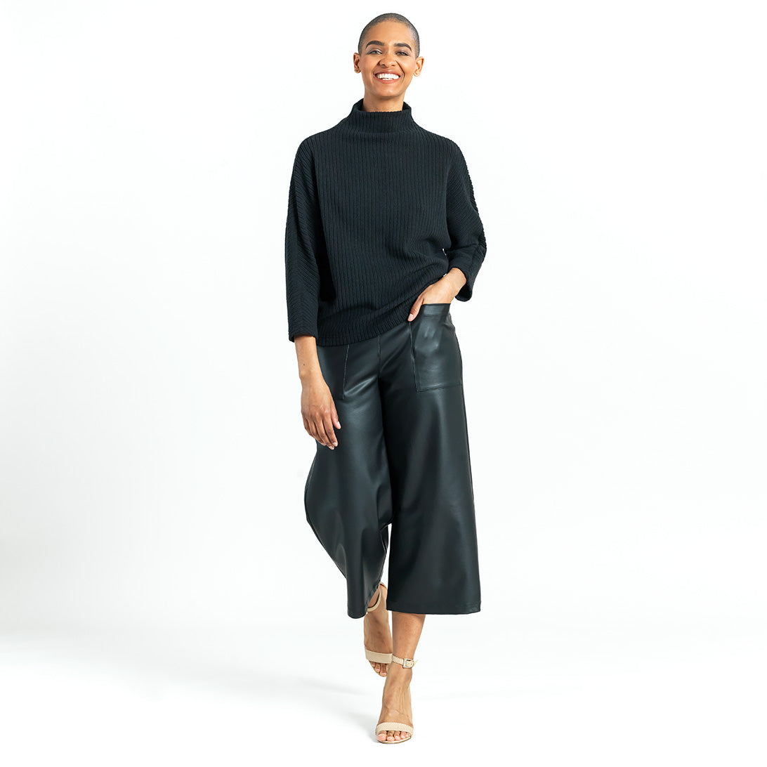 Chunky Ribbed - Funnel Neck Sweater - Black - Final Sale | Clara Sunwoo Trusted
