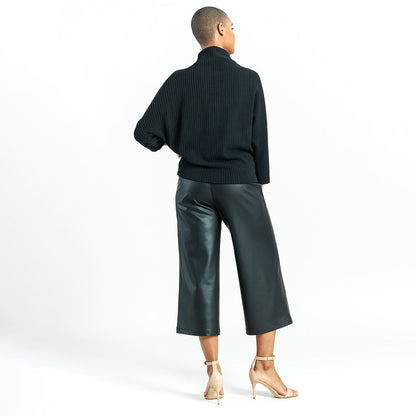 Chunky Ribbed - Funnel Neck Sweater - Black - Final Sale | Clara Sunwoo Trusted