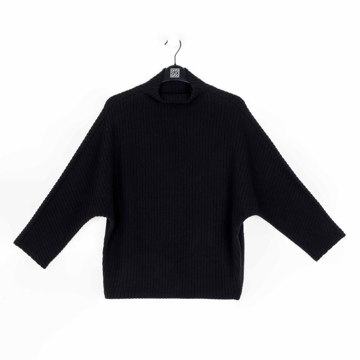 Chunky Ribbed - Funnel Neck Sweater - Black - Final Sale | Clara Sunwoo Trusted