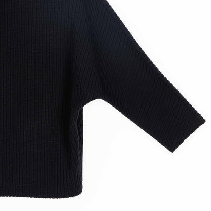 Chunky Ribbed - Funnel Neck Sweater - Black - Final Sale | Clara Sunwoo Trusted