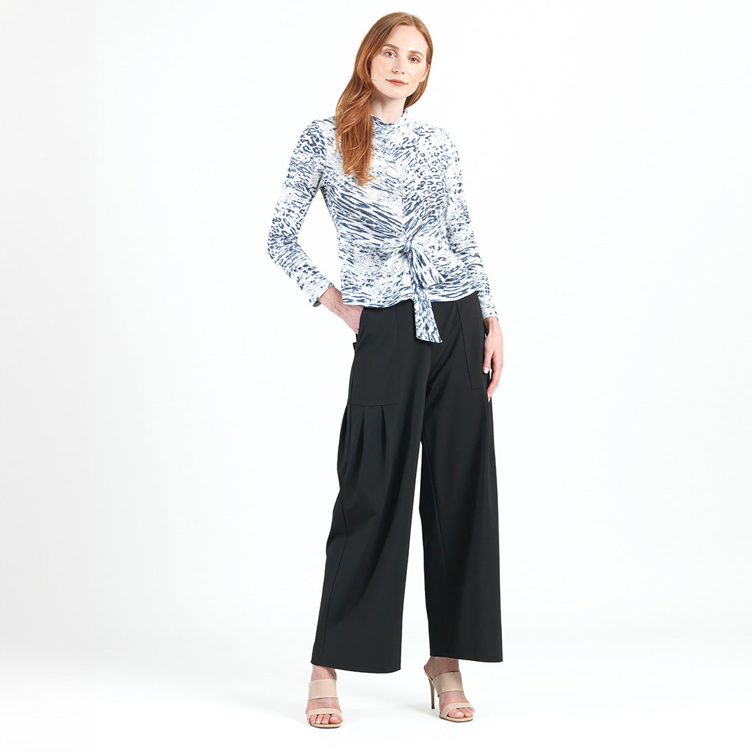 Cozy Shimmer - Center Front Tie Sweater Top - Snow Leopard - Final Sale! | Clara Sunwoo Special Offer