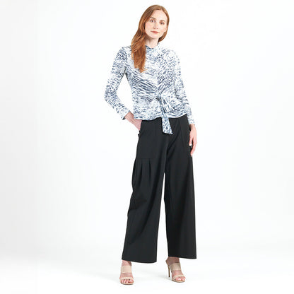 Cozy Shimmer - Center Front Tie Sweater Top - Snow Leopard - Final Sale! | Clara Sunwoo Special Offer