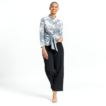 Cozy Shimmer - Center Front Tie Sweater Top - Snow Leopard - Final Sale! | Clara Sunwoo Special Offer