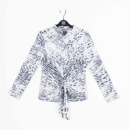 Cozy Shimmer - Center Front Tie Sweater Top - Snow Leopard - Final Sale! | Clara Sunwoo Special Offer