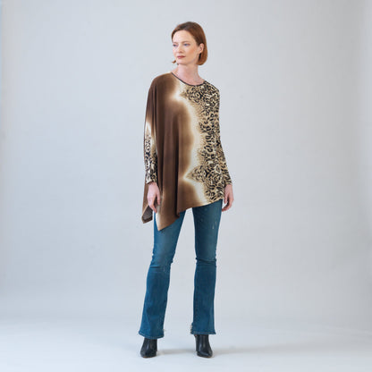 Cozy Knit - Poncho Sleeve Sweater Tunic - Animal Ombré - Final Sale! | Clara Sunwoo Essential