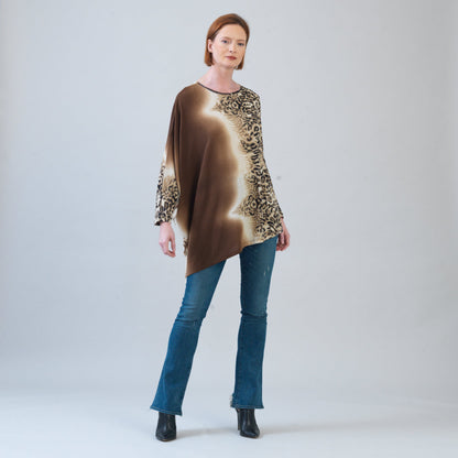 Cozy Knit - Poncho Sleeve Sweater Tunic - Animal Ombré - Final Sale! | Clara Sunwoo Essential
