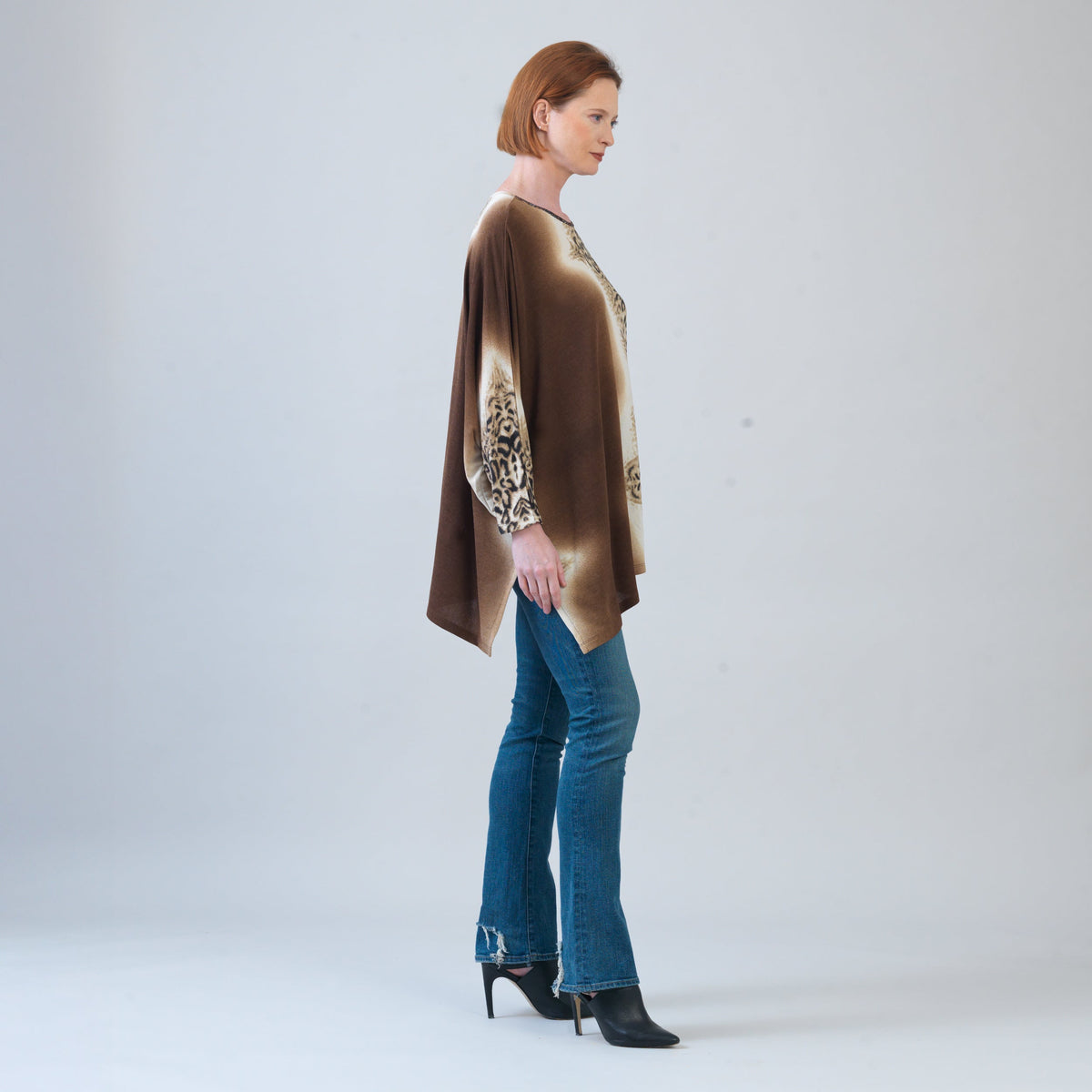 Cozy Knit - Poncho Sleeve Sweater Tunic - Animal Ombré - Final Sale! | Clara Sunwoo Essential