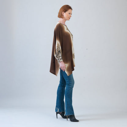 Cozy Knit - Poncho Sleeve Sweater Tunic - Animal Ombré - Final Sale! | Clara Sunwoo Essential