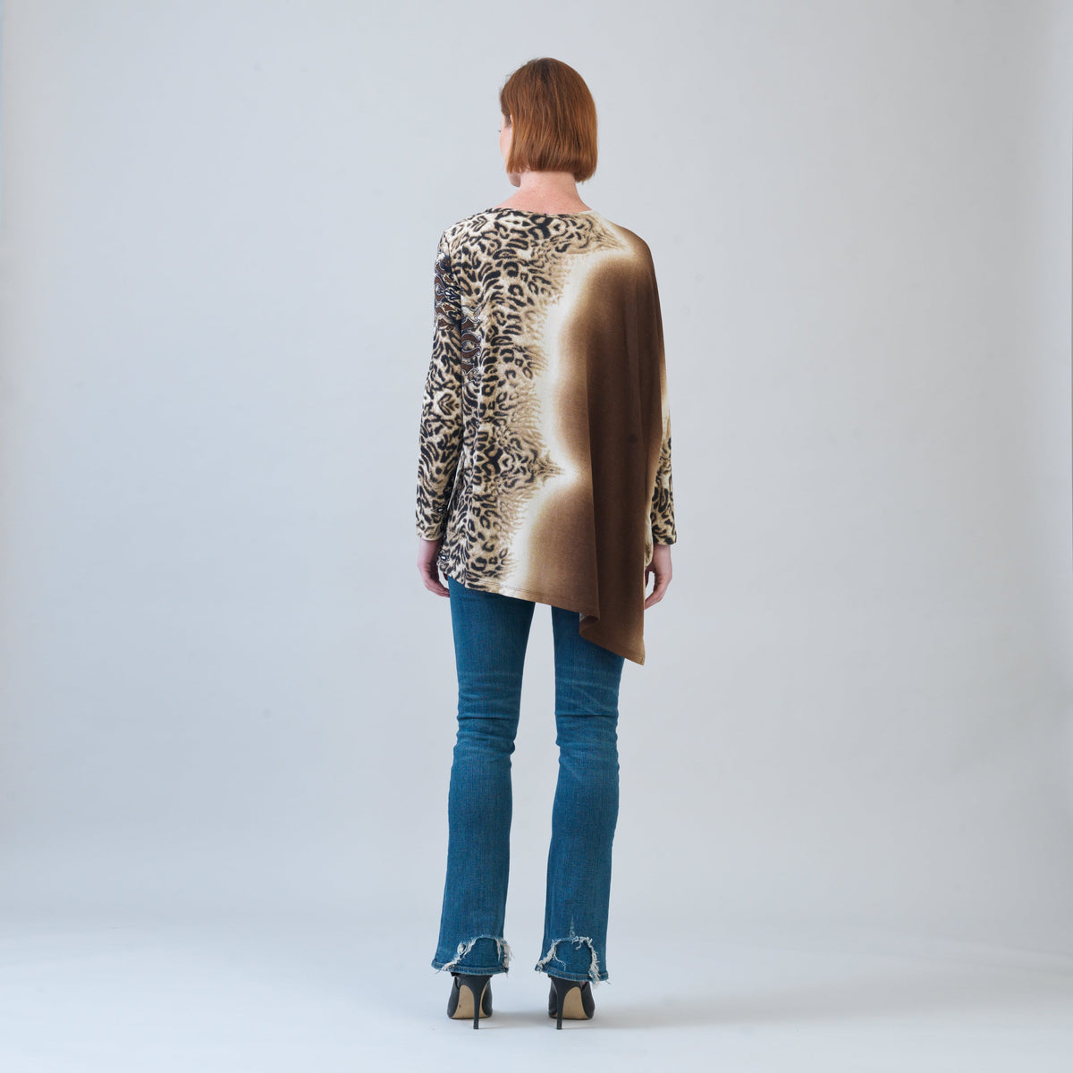 Cozy Knit - Poncho Sleeve Sweater Tunic - Animal Ombré - Final Sale! | Clara Sunwoo Essential