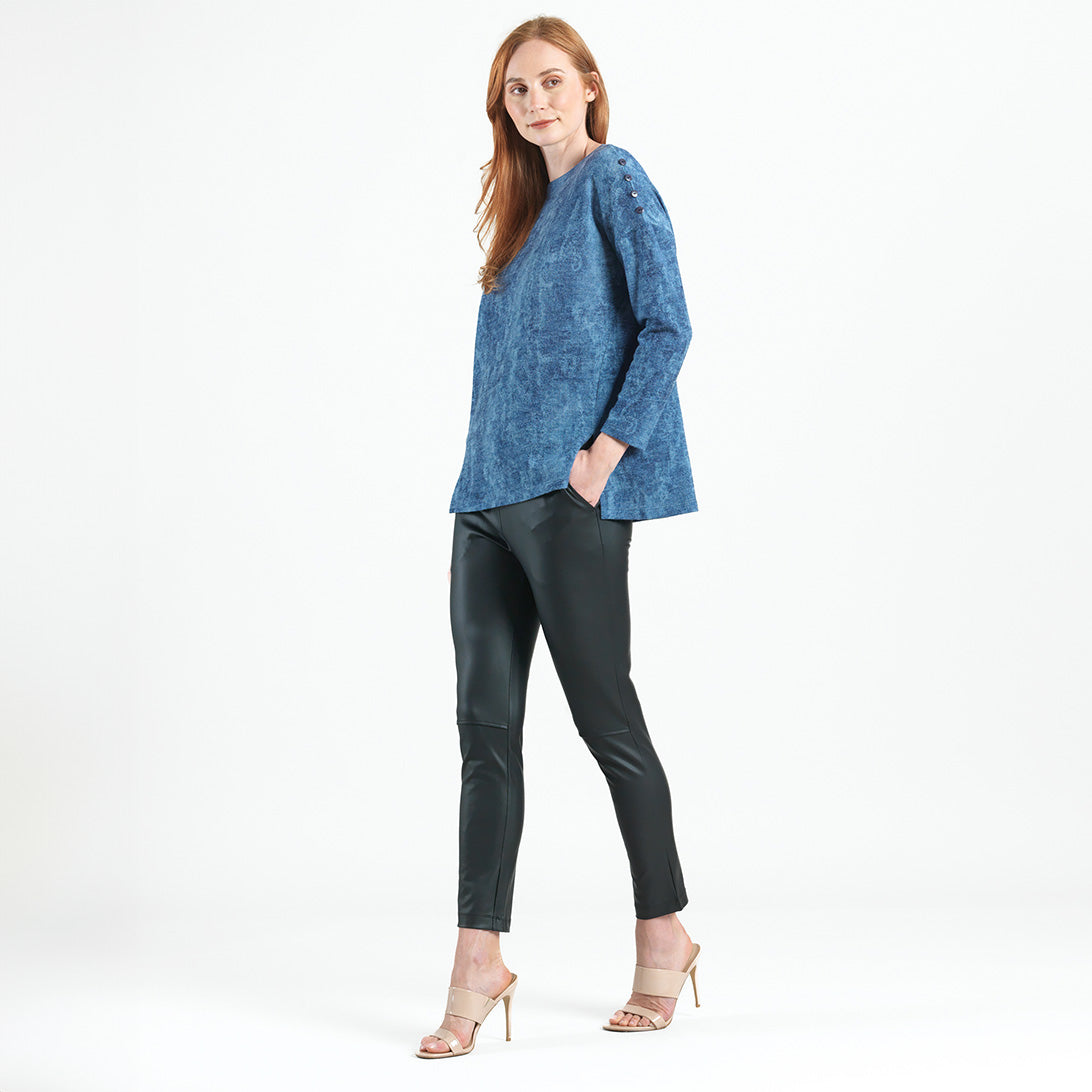 Cozy Texture - Vented Sweater Tunic - Denim Print - Final Sale! | Clara Sunwoo Classic