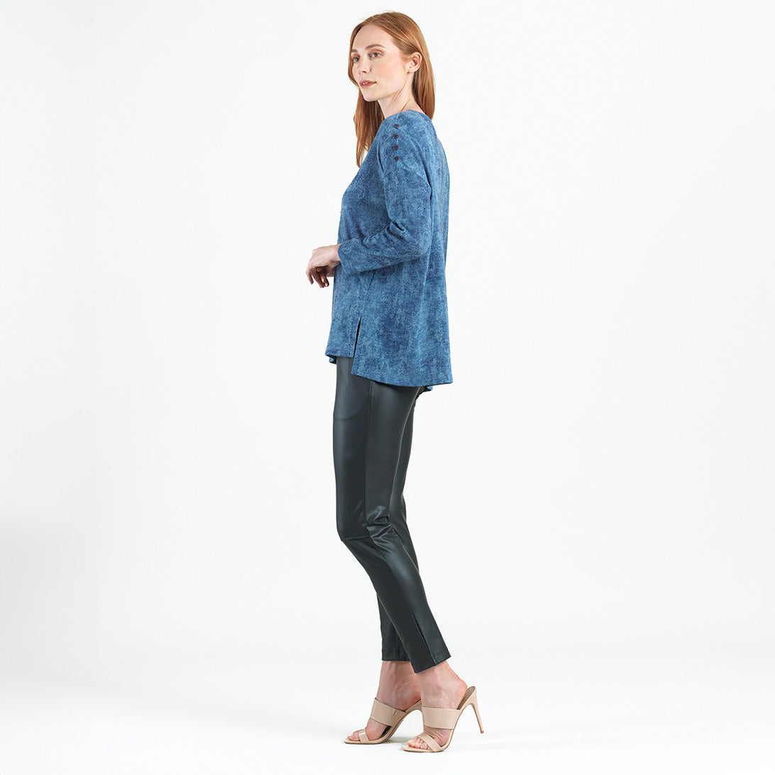 Cozy Texture - Vented Sweater Tunic - Denim Print - Final Sale! | Clara Sunwoo Classic