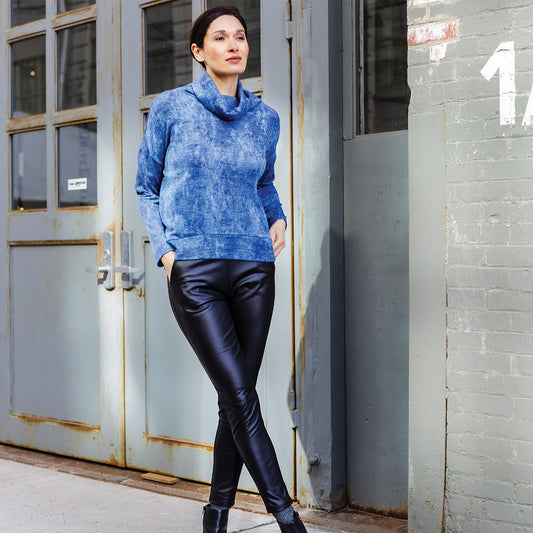 Cozy Texture - Banded Hemline Sweater - Denim Print - Final Sale! | Clara Sunwoo Discount