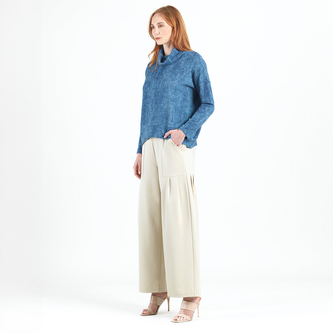 Cozy Texture - Banded Hemline Sweater - Denim Print - Final Sale! | Clara Sunwoo Discount