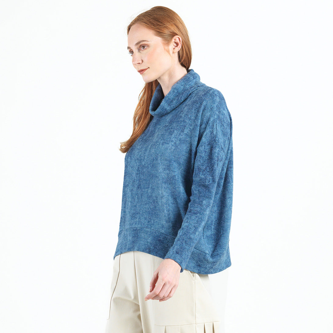 Cozy Texture - Banded Hemline Sweater - Denim Print - Final Sale! | Clara Sunwoo Discount
