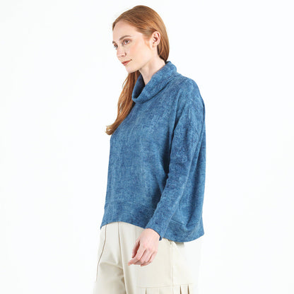Cozy Texture - Banded Hemline Sweater - Denim Print - Final Sale! | Clara Sunwoo Discount