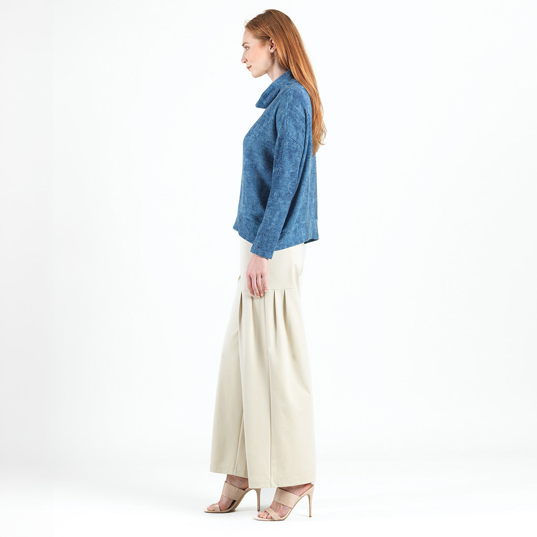 Cozy Texture - Banded Hemline Sweater - Denim Print - Final Sale! | Clara Sunwoo Discount