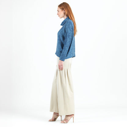 Cozy Texture - Banded Hemline Sweater - Denim Print - Final Sale! | Clara Sunwoo Discount