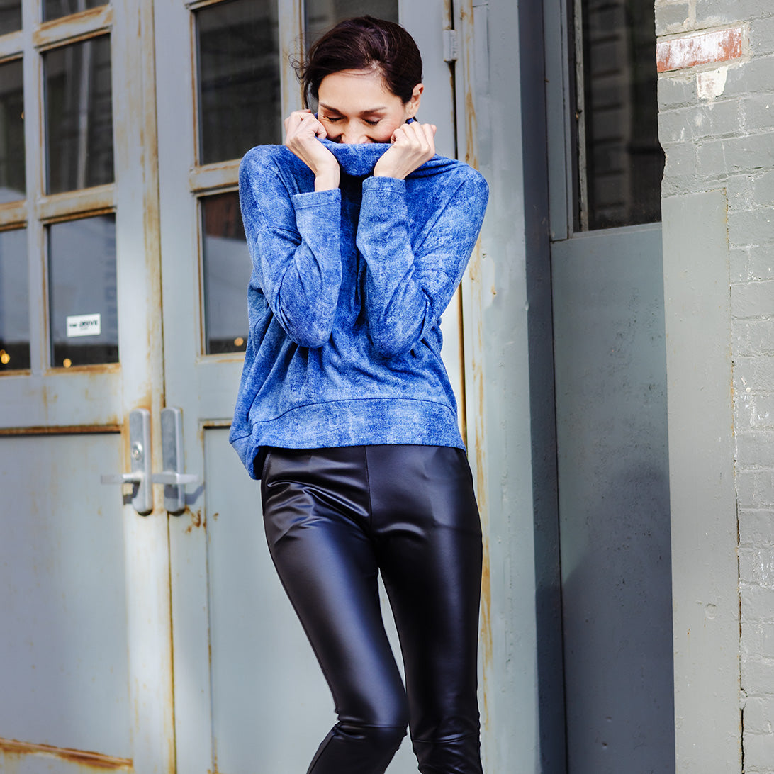 Cozy Texture - Banded Hemline Sweater - Denim Print - Final Sale! | Clara Sunwoo Discount