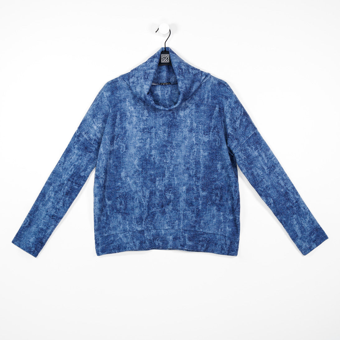 Cozy Texture - Banded Hemline Sweater - Denim Print - Final Sale! | Clara Sunwoo Discount