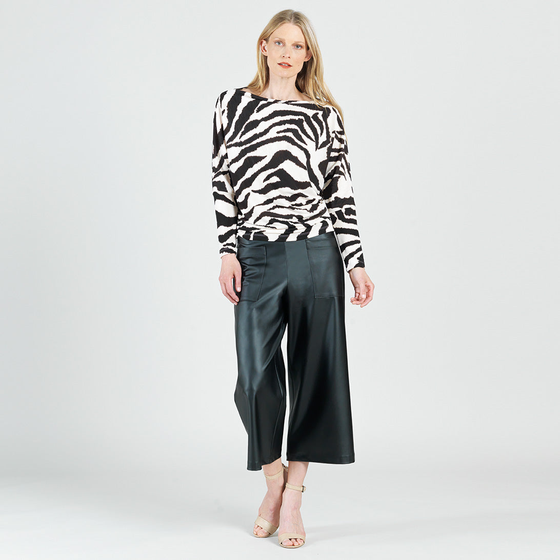 Cozy Knit - Boat Neck Side Ruched Sweater - Zebra - Final Sale | Clara Sunwoo Exclusive