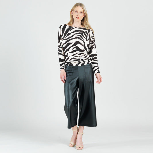 Cozy Knit - Boat Neck Side Ruched Sweater - Zebra - Final Sale | Clara Sunwoo Exclusive
