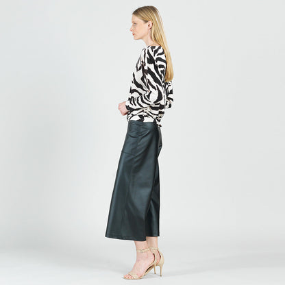 Cozy Knit - Boat Neck Side Ruched Sweater - Zebra - Final Sale | Clara Sunwoo Exclusive