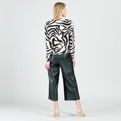 Cozy Knit - Boat Neck Side Ruched Sweater - Zebra - Final Sale | Clara Sunwoo Exclusive