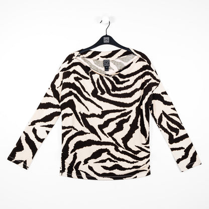 Cozy Knit - Boat Neck Side Ruched Sweater - Zebra - Final Sale | Clara Sunwoo Exclusive