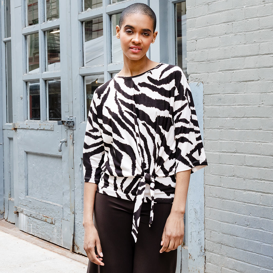 Cozy Knit - Side Tie Sweater Top - Zebra - Final Sale | Clara Sunwoo Discount