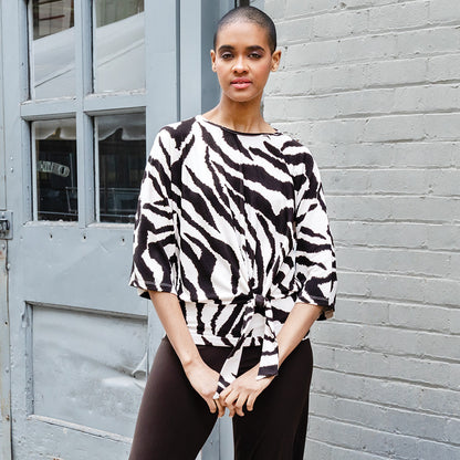 Cozy Knit - Side Tie Sweater Top - Zebra - Final Sale | Clara Sunwoo Discount