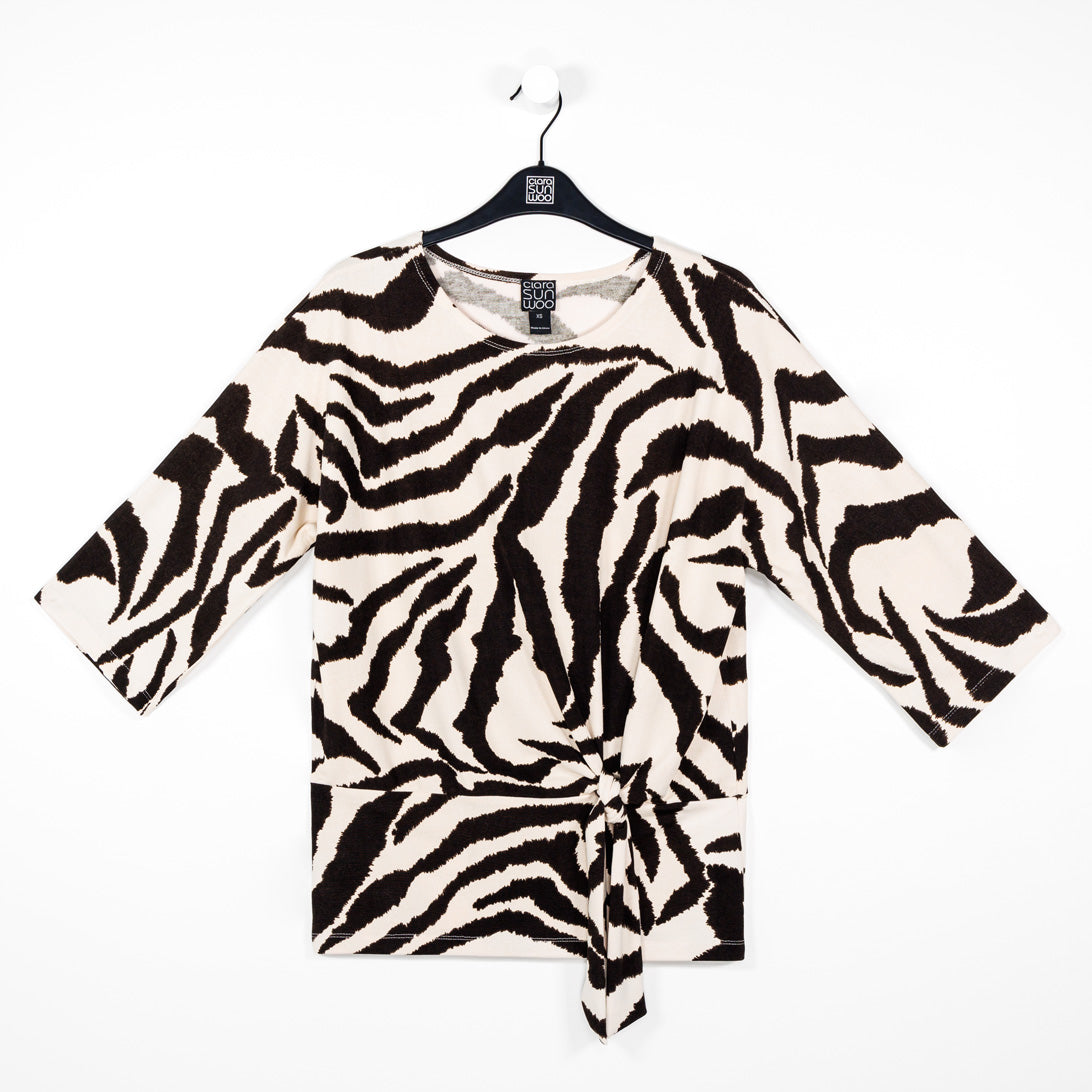 Cozy Knit - Side Tie Sweater Top - Zebra - Final Sale | Clara Sunwoo Discount