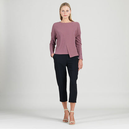 Structured Ribbed Knit - Modern Envelope Hem Sweater - Mauve - Final Sale! | Clara Sunwoo Hot Sale