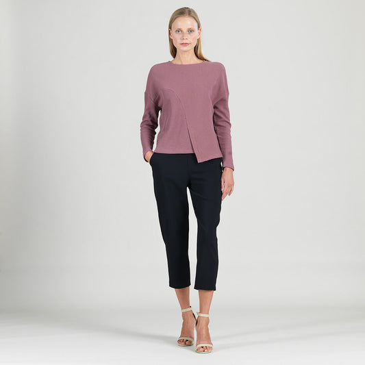 Structured Ribbed Knit - Modern Envelope Hem Sweater - Mauve - Final Sale! | Clara Sunwoo Hot Sale
