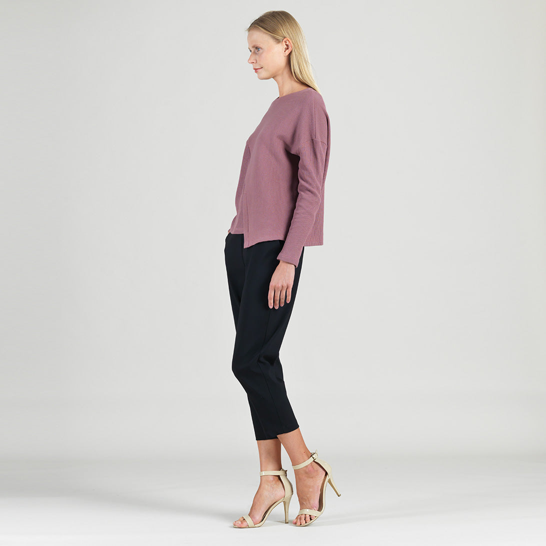 Structured Ribbed Knit - Modern Envelope Hem Sweater - Mauve - Final Sale! | Clara Sunwoo Hot Sale